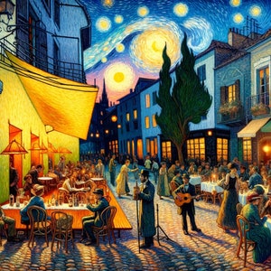 Van Gogh Caféterras bij nacht Muurkunst IAcreativejazz Direct downloaden van 3 bestanden afbeelding 5