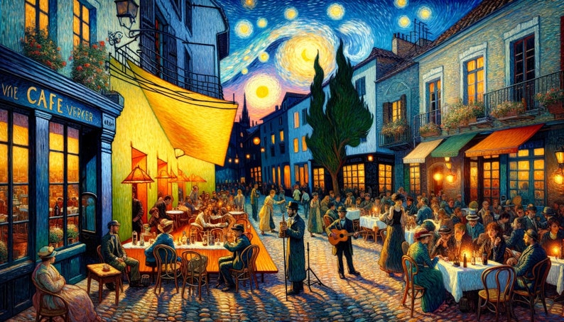 Van Gogh Caféterras bij nacht Muurkunst IAcreativejazz Direct downloaden van 3 bestanden afbeelding 5