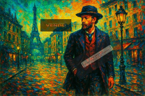 Sold (1/1) Edouard Le Flâneur Parisien – JozeXart I Unique and Rare Work | Narrative Art | Chromatic Modernity I Unique Edition
