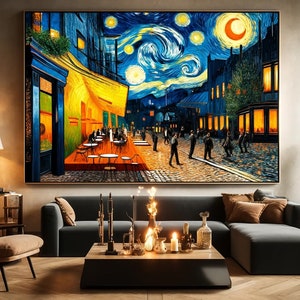 Van Gogh Terrasse de café la nuit Art mural IAcreativejazz Téléchargement instantané de 3 fichiers image 7
