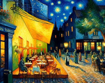 Café de nuit Van Gogh  - IAcreativejazz - Art mural