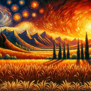 Pintura Crepúsculo de Van Gogh Descarga instantánea de 3 hermosos lienzos imagen 3