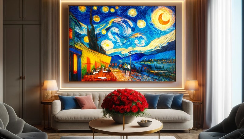 Café de nuit Terrasse de café la nuit Les Alpilles Van Gogh Téléchargement instantané de 3 belles toiles image 5