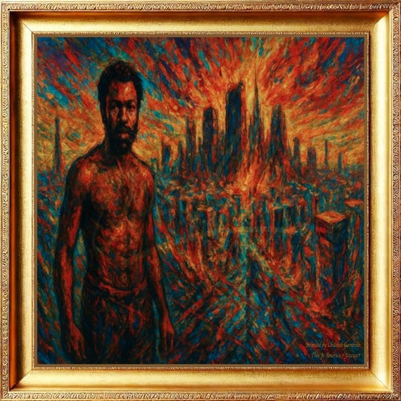 Burning Truth - Styl art Music I Jozexart I Néo-Expressionnisme I Afro-Spiritual Art I œuvre unique I Inspiré de This Is America
