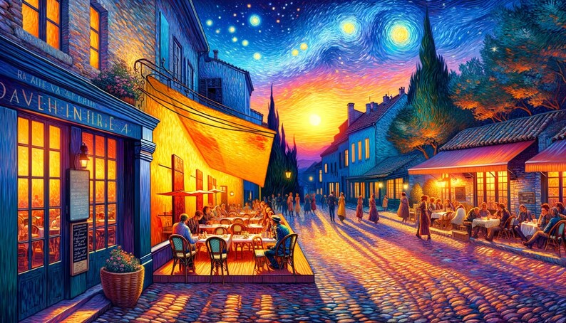 Van Gogh Caféterras bij nacht Muurkunst IAcreativejazz Direct downloaden van 3 bestanden afbeelding 1