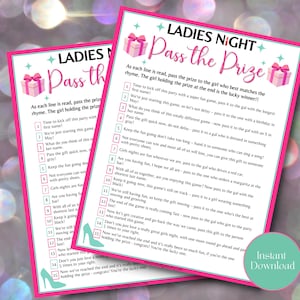 Ladies Night Pass the Prize Game, Pass the Gift Poem, Leuk meidenavondje, meidenavondspel, vrijgezellenfeestspellen, ijsbrekerspel