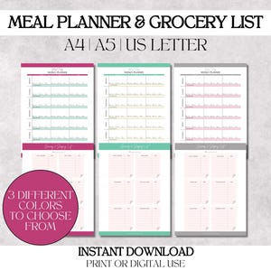 Meal Prep Guide Food Plan Druckbarer Wöchentlicher Essensplaner und Einkaufsliste