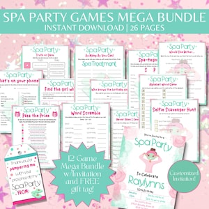 Spa Party Game Bundle Printable Spa Party Activity Tween Party Games for Spa Birthday Party, Slumber Party Sleepover Games, Spa Party Bingo