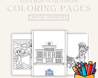 Police coloring book, ready to DOWNLOAD today, PRINT today!