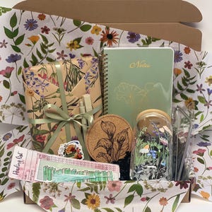 Wildflower-Themed Blind Date With a Book Box. Includes Journal, Floral Glass Cup, Reading Accessories & More