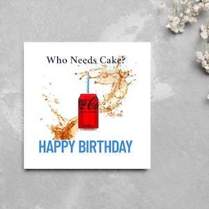 Grappige verjaardagskaart, cola, humor, eenvoudig, grappig, gepersonaliseerd