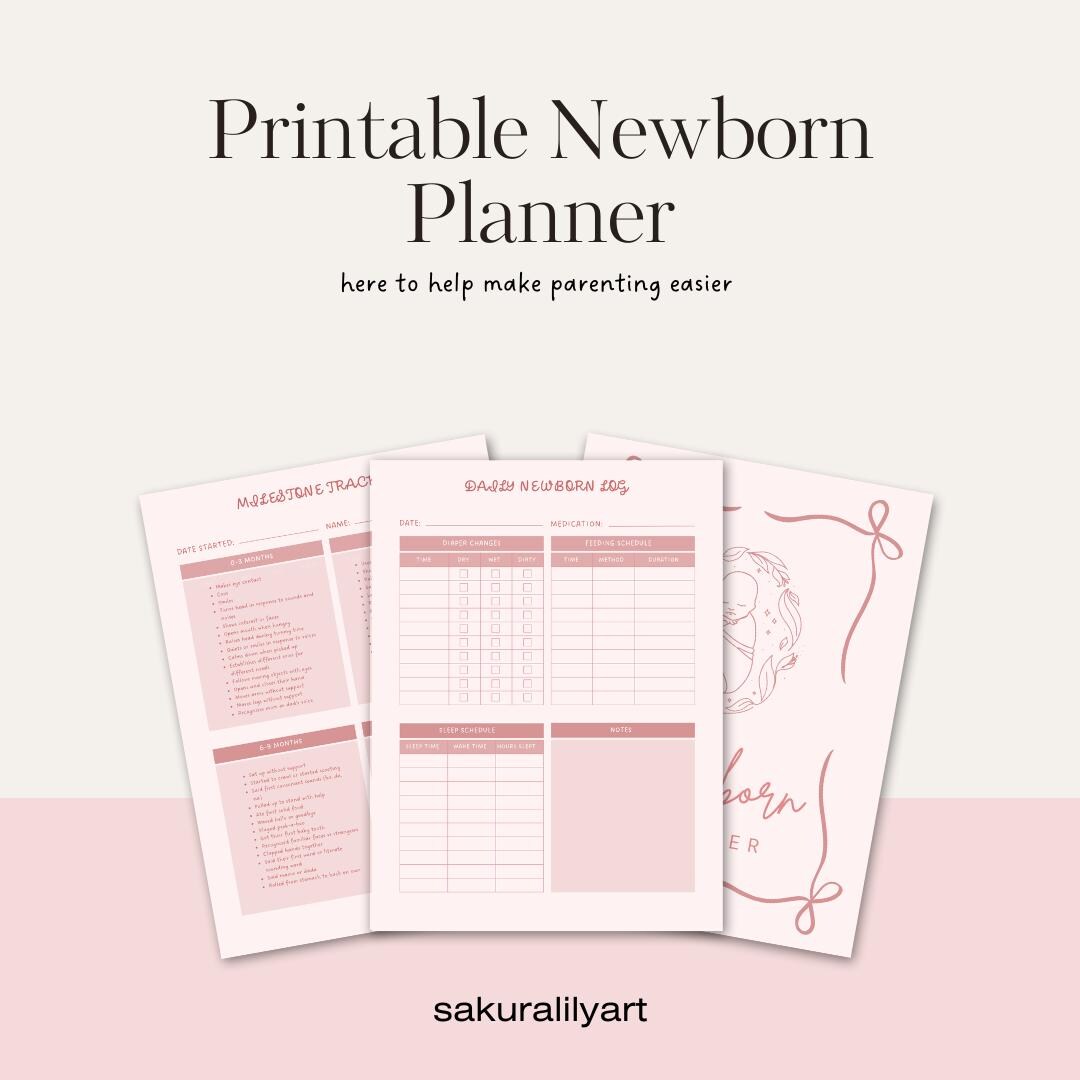 Pink Coquette Baby Tracker Planner | Printable Baby Journal PDF | New Mom Planner | Infant ...
