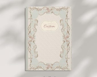 Vintage Coquette Princess Floral Frame Hardcover Journal | Custom Nameplate Personalized Journal Coquette Journal | Beautiful Notebook