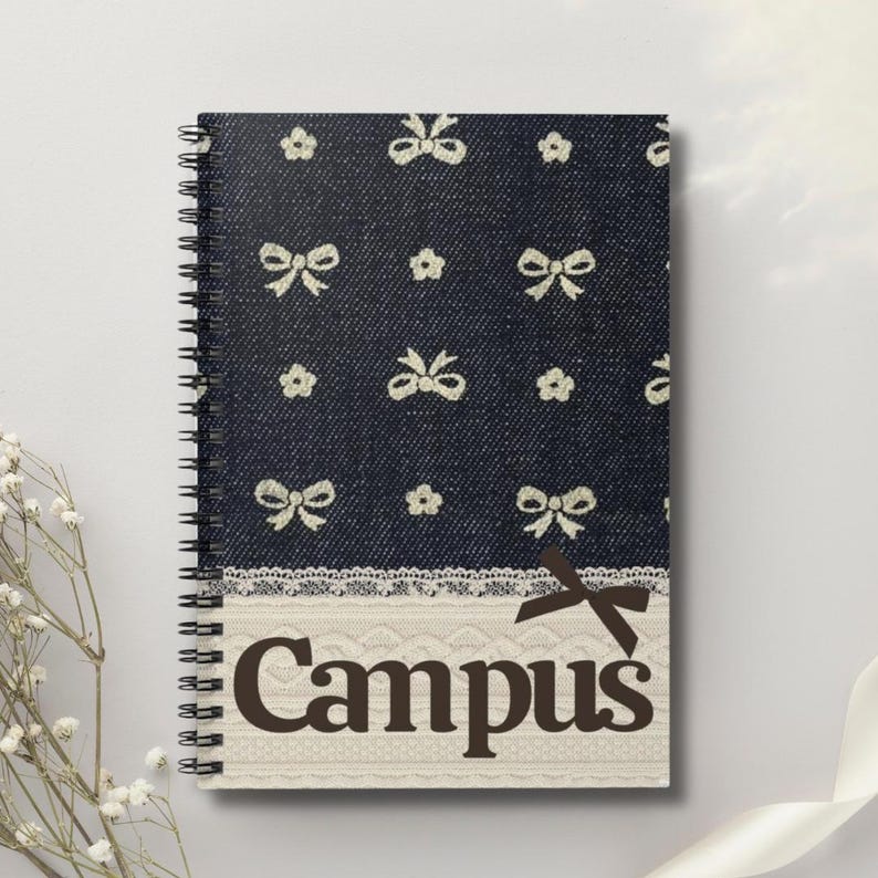 Coquette Bow Pattern Campus Spiral Notebook | Ruled Journal image 1