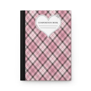 Pink Plaid Composition Notebook, Coquette Aesthetic Journal,  Coquette Notebook, Back to School, Cute y 2kNotebook, Pink Aesthetic Journal