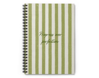 Progress Over Perfection striped cover Notebook | Spiral Ruled
