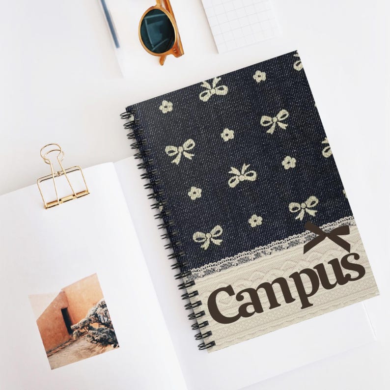 Coquette Bow Pattern Campus Spiral Notebook | Ruled Journal image 3