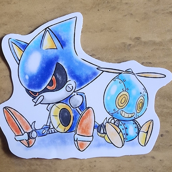Metal Sonic & Omochao - 4"X4" Die-Cut Sticker