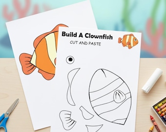 Build-A-Fish Cut-and-Paste Craft | Summer Activity | Preschool Printable | Fine Motor Worksheet