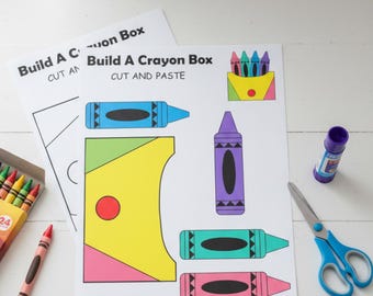Bastelvorlage: Buntstiftbox zum Ausschneiden und Aufkleben | Buntstiftvorlage | Druckvorlage für Vorschulkinder | Feinmotorikübung