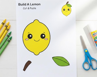 Lemon Cut-and-Paste Craft | Fruit Activity | Preschool Printable | Fine Motor Worksheet