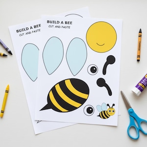 Crea un'ape con attività di ritaglio e incolla / Primavera Estate / Materiale stampabile per la scuola materna / Attività di motricità fine
