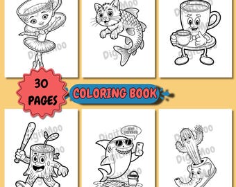 Brainrot Coloring Book for Kids: 30 Quirky Pages (A4 PDF Digital Download