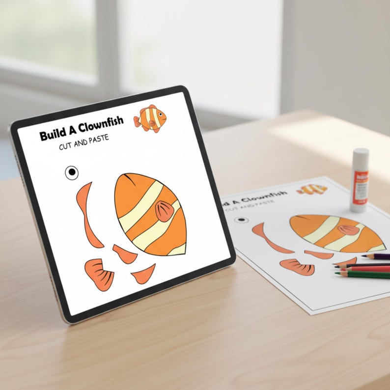 Build-a-fish Cut-and-paste Craft | Summer Printable Activity for Kids ...