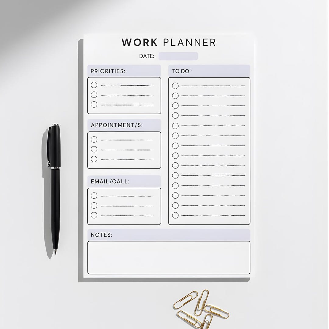 Daily Work Planner Printable | Task Tracker | Productivity Planner ...