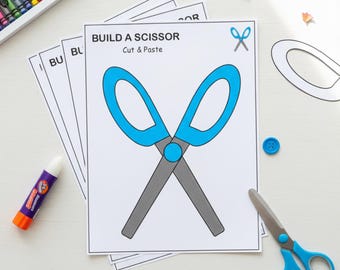 Scissor Cut-and-Paste Craft | Tool Template | Preschool Printable | Fine Motor Worksheet