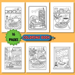 Coloring Pages, Bold and Easy Designs for Relaxation, Hygge Place Coloring Pages, Cozy Little Coloring Book, PDF File, A4 Size