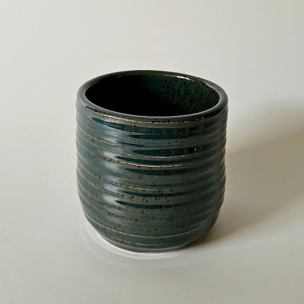 Small Stoneware Tumbler - Textured Blue-Green Glaze