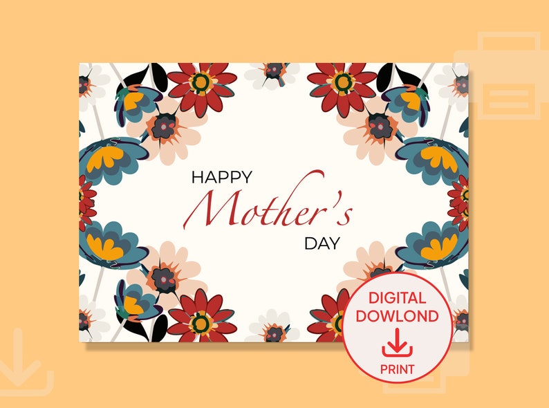 Mother's Day Printable Card, Digital Mothers Day Card, Greeting Card ...