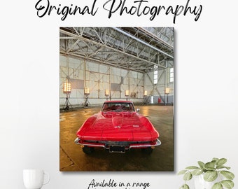 Original colour photograph of a red 1967 Chevrolet Corvette Stingray. Classic American Muscle Car. Route 66 Nostalgia.