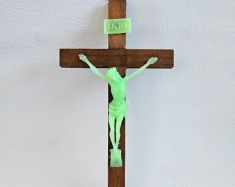 Glow In The Dark Wooden Crucifix Wall Cross 9 Inches