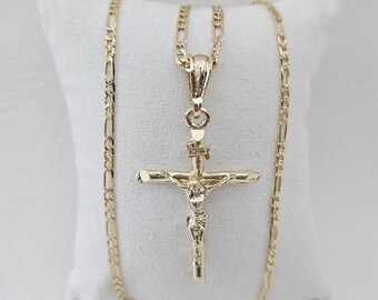 Jesus Crucifix Cross Gold Plated Necklace