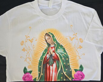 Virgen of Guadalupe Cotton White Short Sleeve Tshirt - Etsy