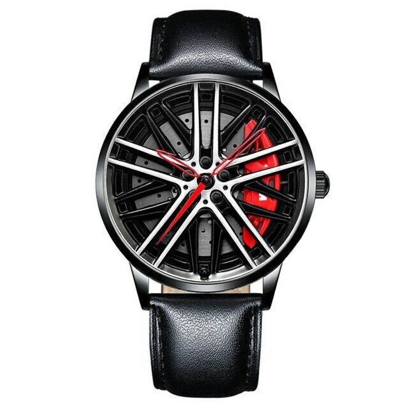 BMW 750 Red 3D Brake Caliper Wheel Watch: Steel, Leather or Mesh Band