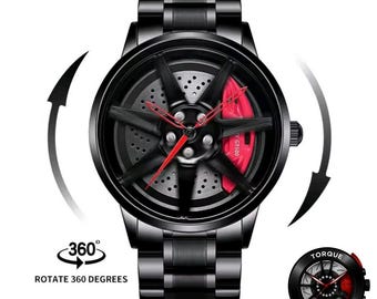 Spinning Lamborghini 3D Brake Caliper Wheel Watch: Red, White or