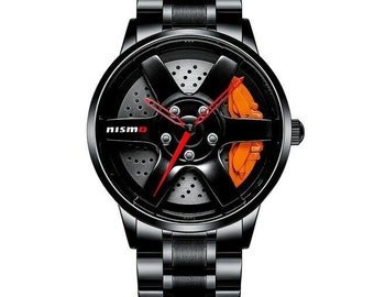 Montre Nismo GTR 3D avec étrier de frein : acier, bracelet en cuir ou en maille