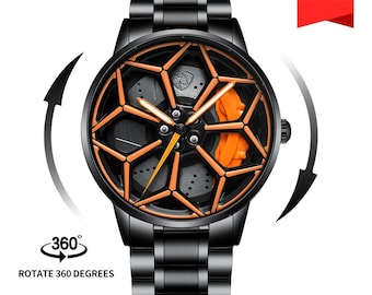 Spinning Lamborghini 3D Brake Caliper Wheel Watch: Red, White or