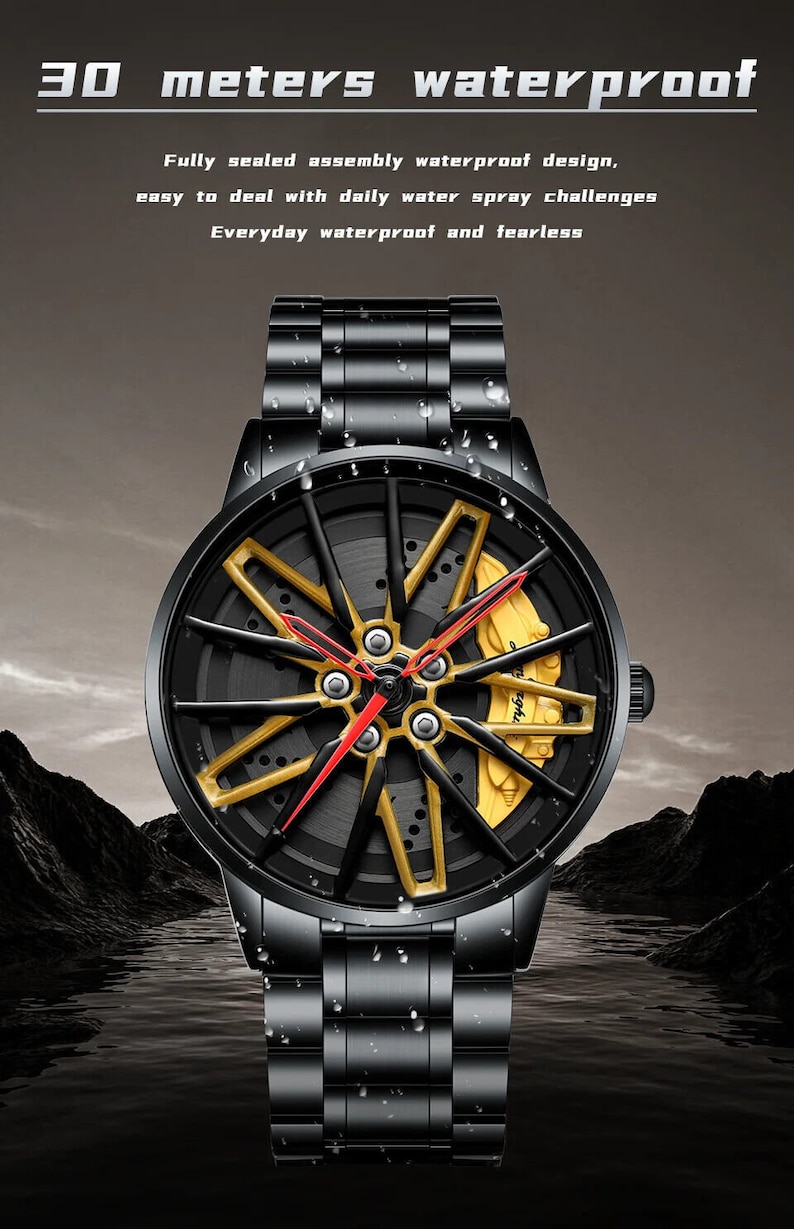 Spinning Lamborghini 3D Brake Caliper Wheel Watches Red, Yellow image 9