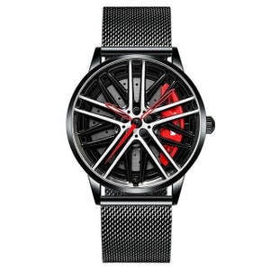 BMW 750 Red 3D Brake Caliper Wheel Watch: Steel, Leather or Mesh Band