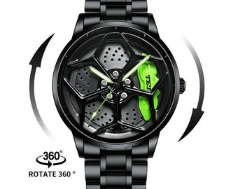 Spinning Cadillac 3D Brake Caliper Wheel Watch: Steel, Leather or Mesh Band