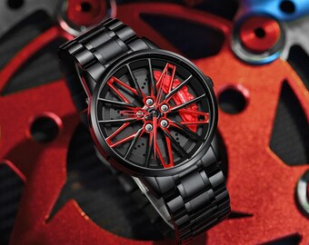 Orologi con ruota della pinza freno 3D Lamborghini rotanti - rosso, giallo