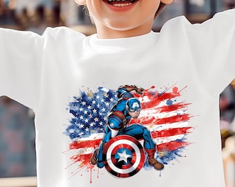 USA Captain America Shirt, Patriotic Kids Shirt, USA Flag Shirt, Disneyland 4th Of July Shirt, Boys Hero Tee, Fourth Of July Kids Shirt