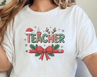 Camiseta navideña para maestros, regalo de Navidad para maestros, camiseta para maestros, día del maestro, camiseta para maestros, sudadera navideña para maestros