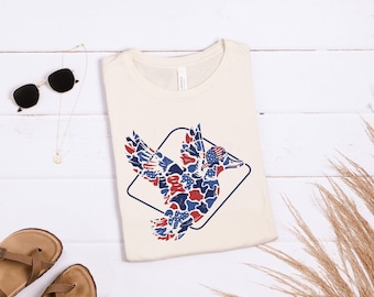 Camiseta con paloma patriótica, camiseta con la bandera estadounidense y el pájaro, camiseta con la paloma de la libertad, camiseta del 4 de julio, camiseta patriótica de EE. UU., regalo rojo, blanco y azul