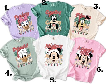 Camiseta navideña familiar a juego de Disney Mickey y sus amigos, camiseta navideña de Disneyland con todos los personajes, camiseta navideña familiar a juego, viaje a Disney