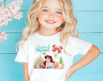Camiseta de La Sirenita para niñas, camiseta de princesa sirena, camiseta inspirada en Ariel, conjunto de princesa del océano, camiseta de cumpleaños infantil, camiseta para vacaciones en la playa.